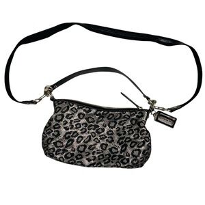 Coach Ocelot Leopard Black and Silver Metallic Crossbody Shoulder Purse Bold Y2K